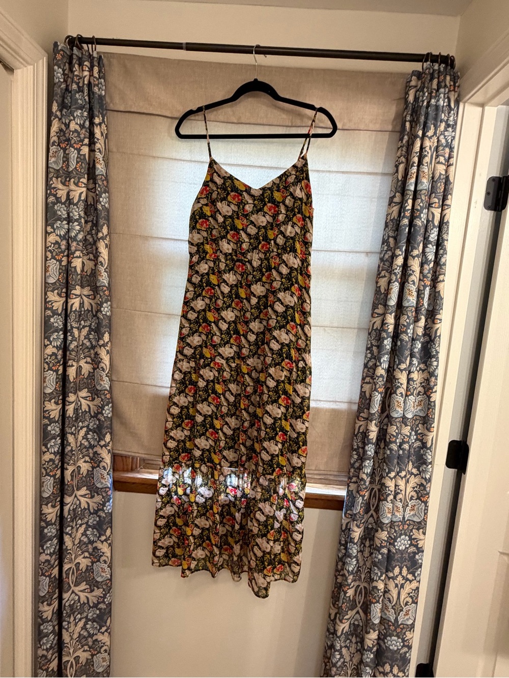 J. Crew Factory Black Floral Maxi Slip Dress